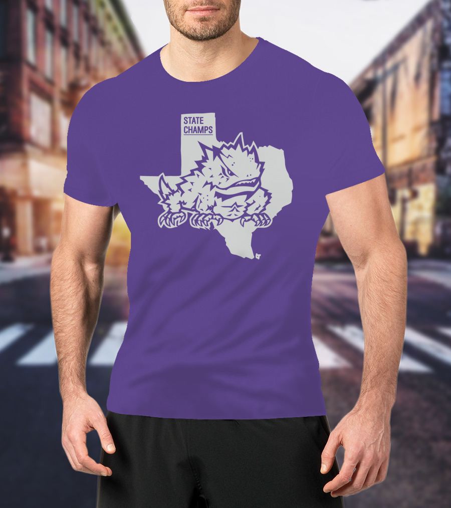 TCU State Champs Texas Horned Frog Outline T-Shirt
