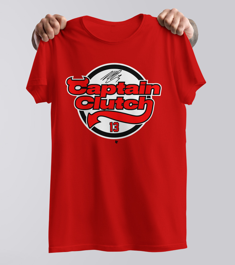 Nico Hischier Captain Clutch 13 New Jersey Hockey Signature T-Shirt