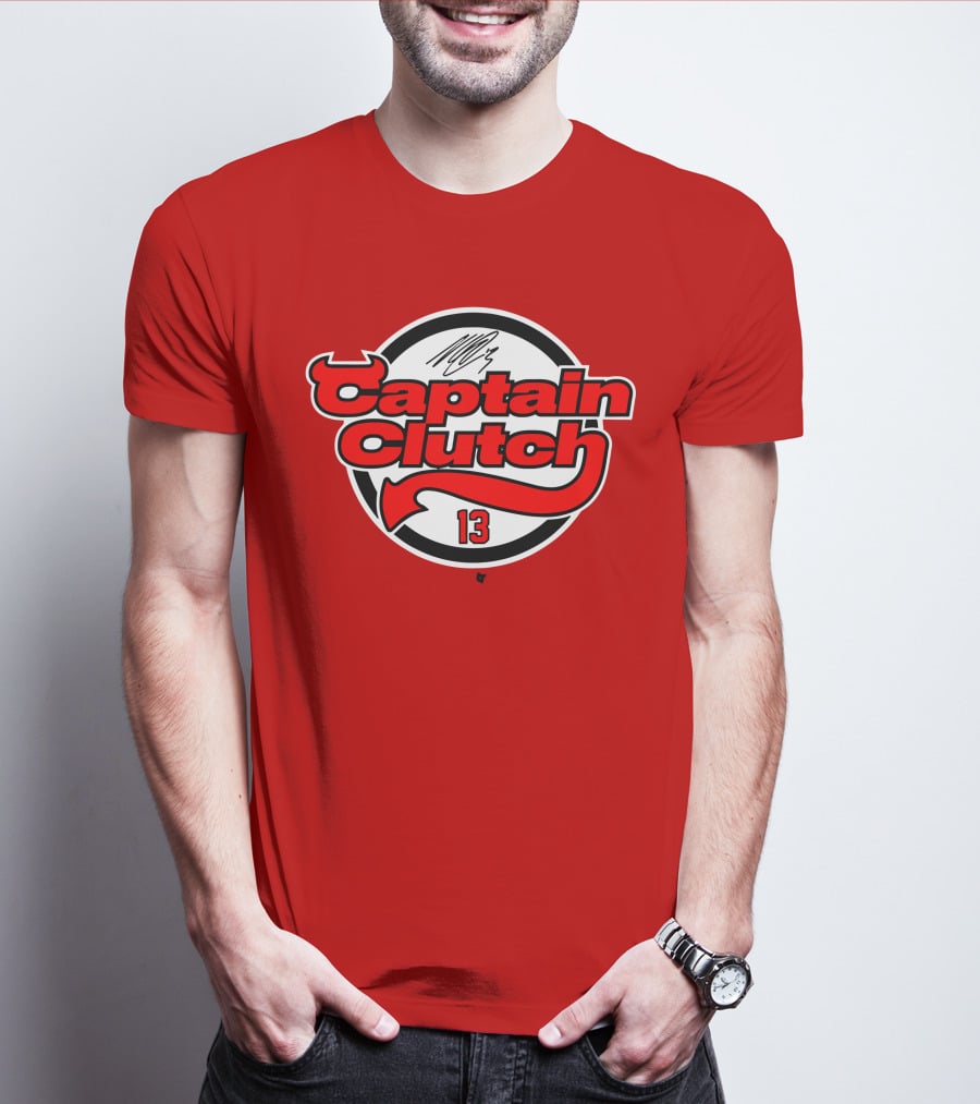 Nico Hischier Captain Clutch 13 New Jersey Hockey Signature T-Shirt