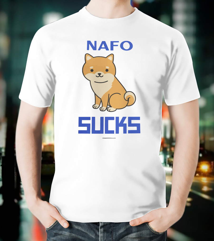 NAFO Sucks Cute Dog Cartoon T-Shirt