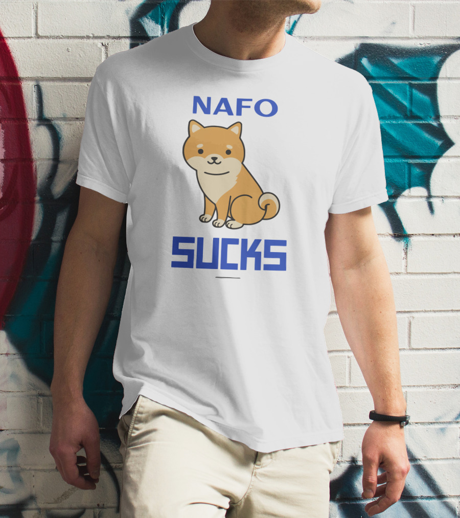 NAFO Sucks Cute Dog Cartoon T-Shirt