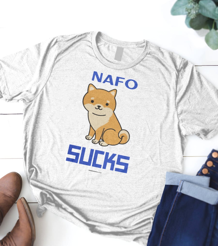 NAFO Sucks Cute Dog Cartoon T-Shirt