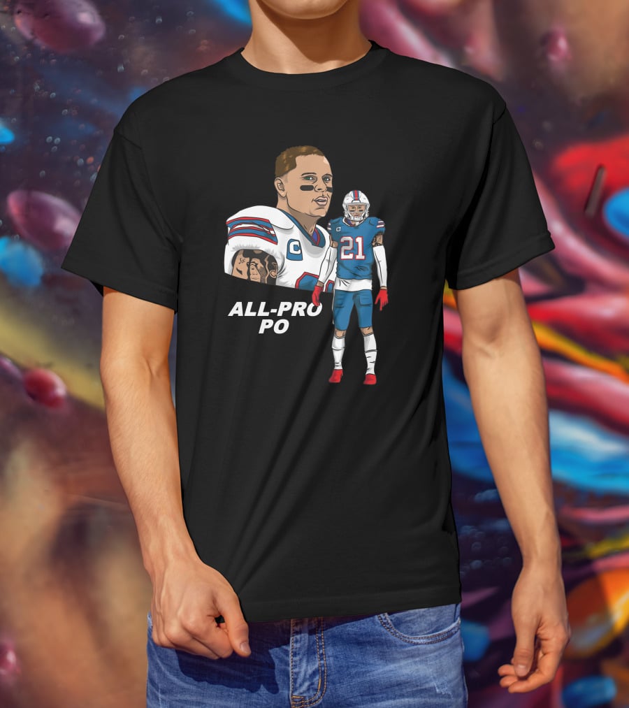 All Pro Po Football Player With Blue And Red Uniform T-Shirt