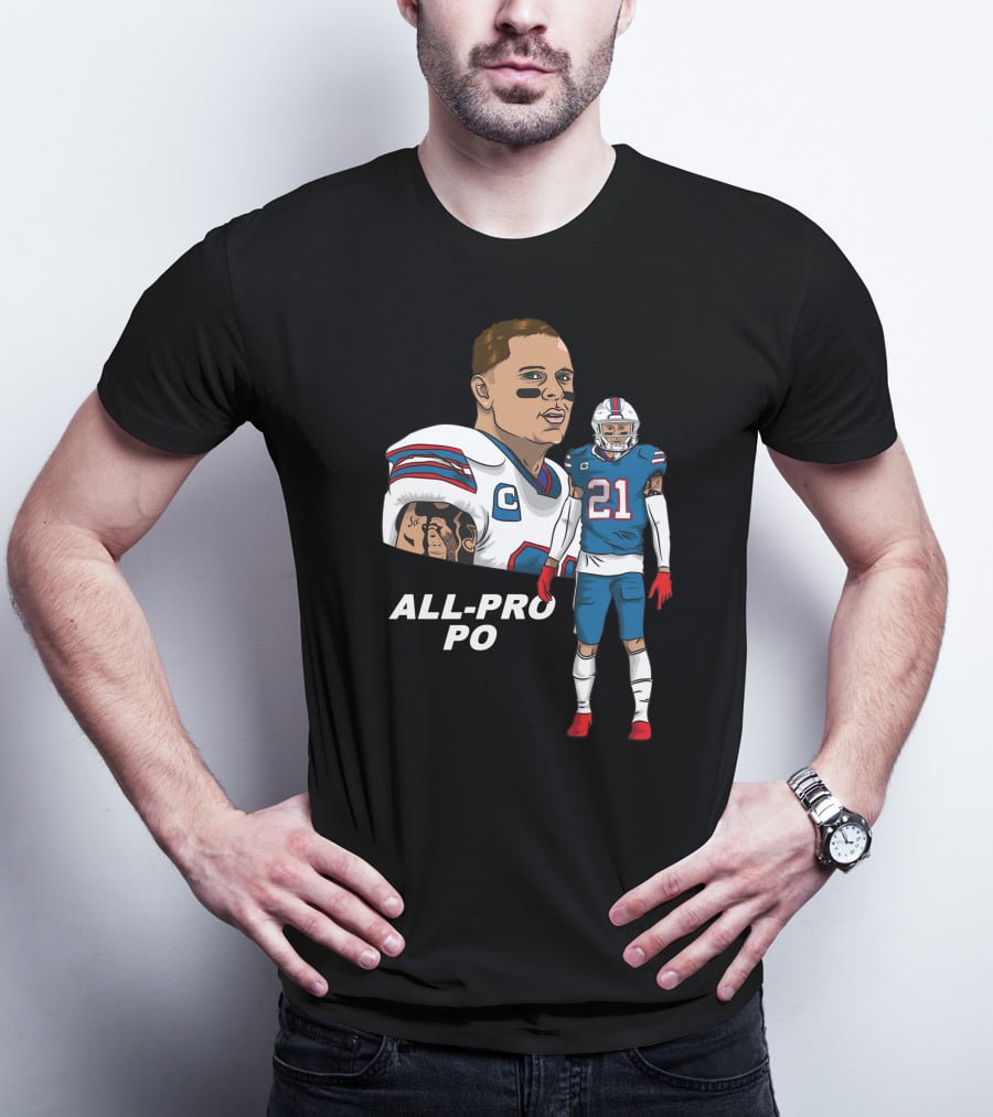 All Pro Po Football Player With Blue And Red Uniform T-Shirt