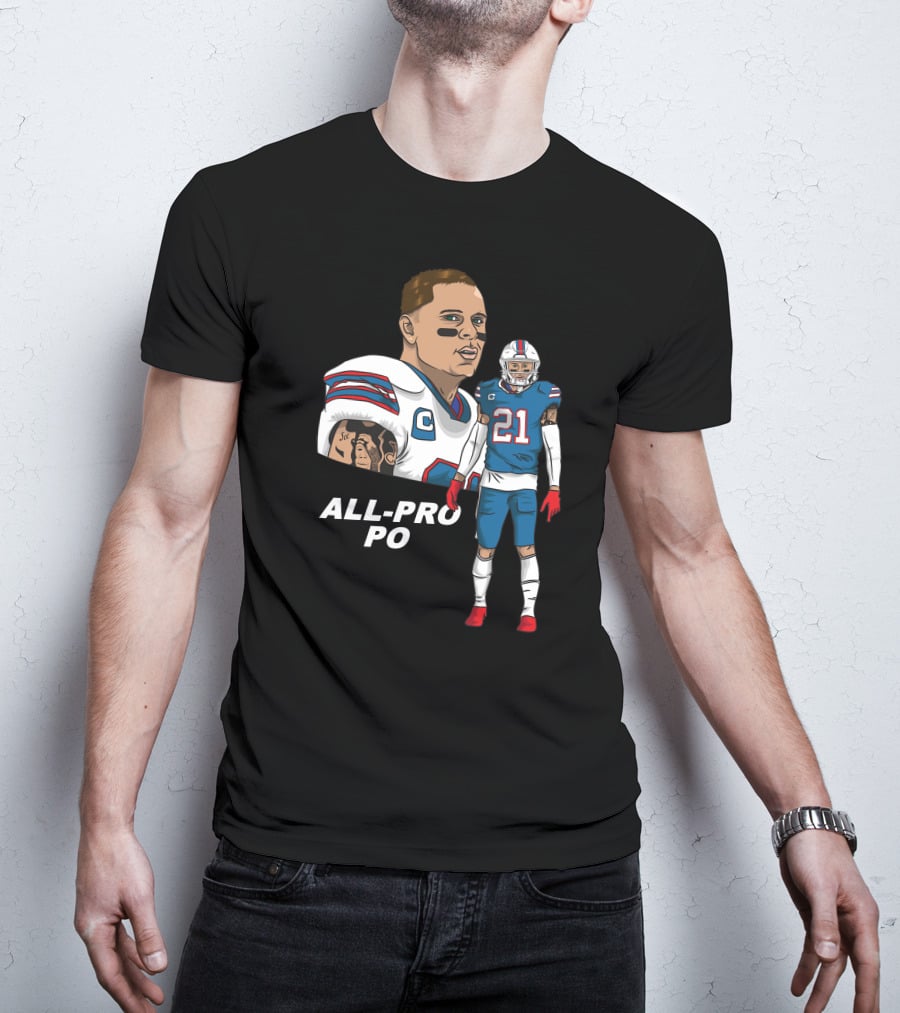 All Pro Po Football Player With Blue And Red Uniform T-Shirt