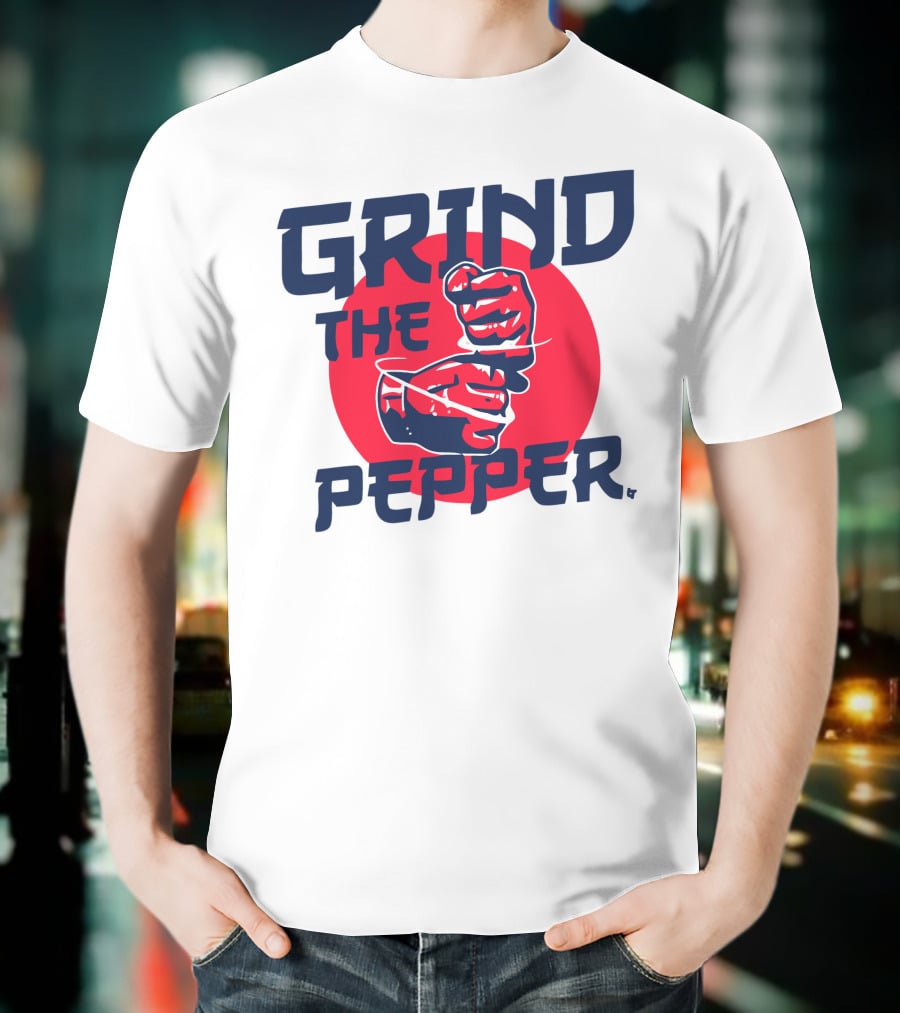 GRIND THE PEPPER JAPAN HAND GESTURE RED CIRCLE BACKGROUND T-Shirt