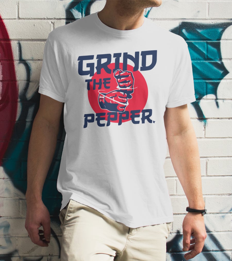 GRIND THE PEPPER JAPAN HAND GESTURE RED CIRCLE BACKGROUND T-Shirt
