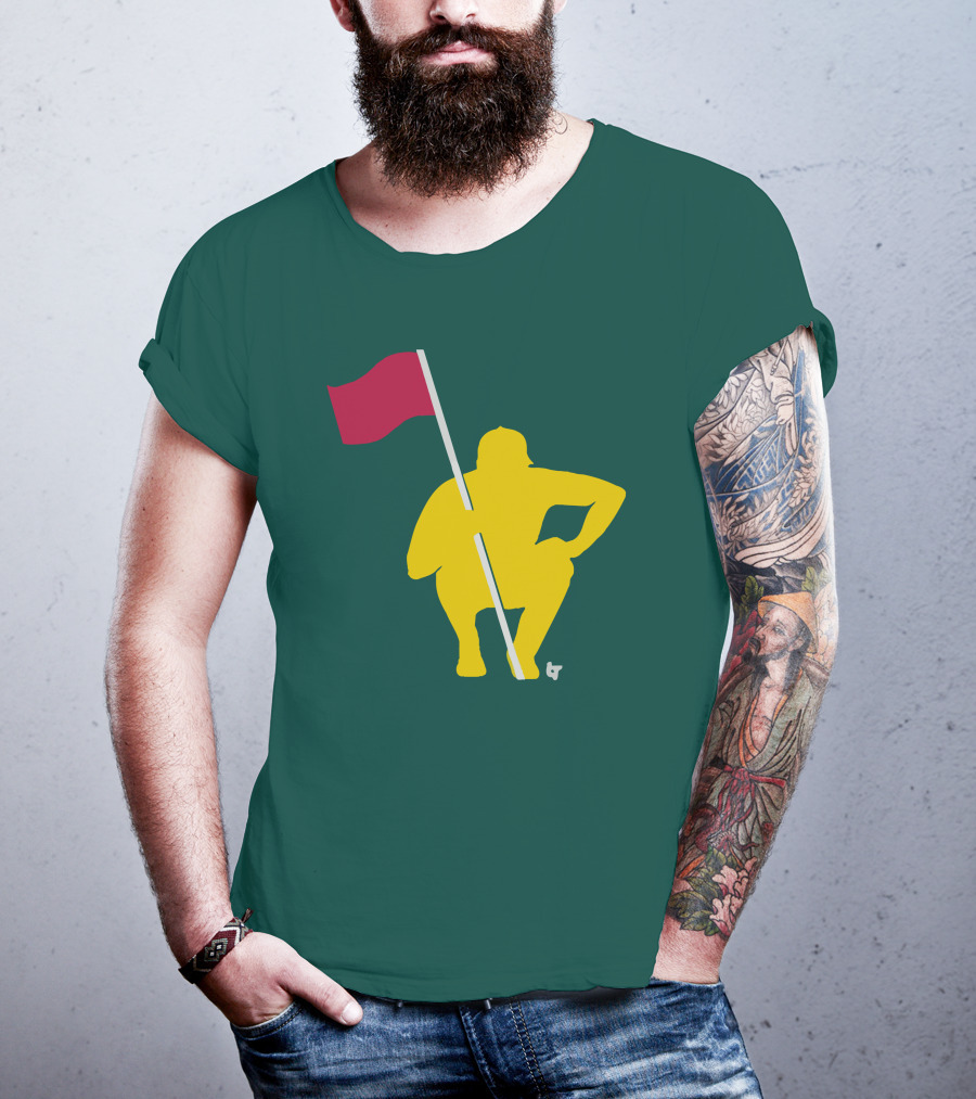 The Caddie Network April In Georgia Crouching Golfer With Red Flag T-Shirt