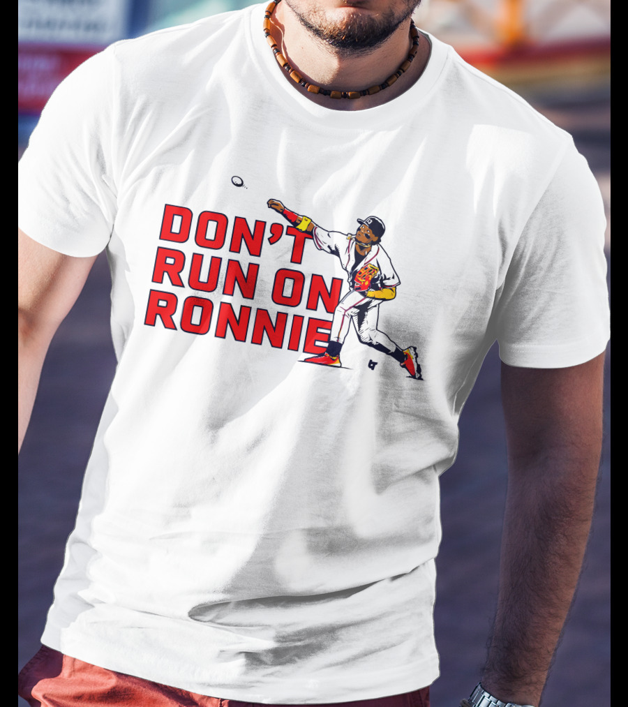 Ronald Acuña Jr Don't Run On Ronnie Action Throw Baseball T-Shirt