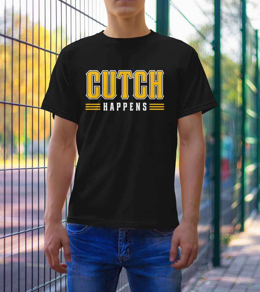 Cutch Happens Baseball Humor Yellow T-Shirt