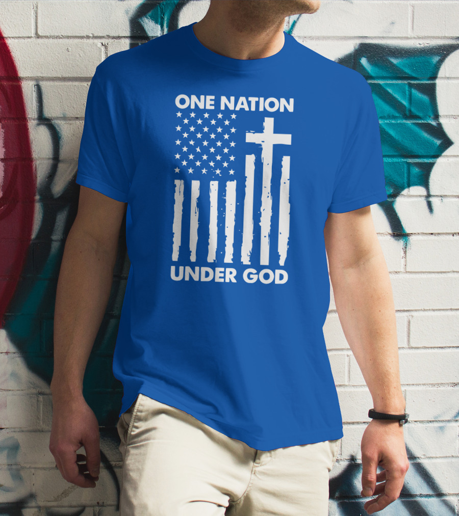 One Nation Under God American Flag Cross Stars Stripes Representation T-Shirt