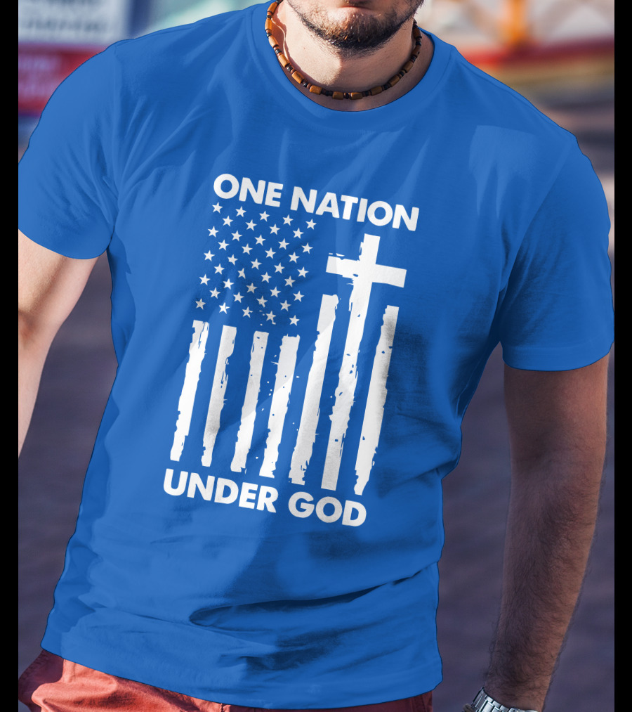 One Nation Under God American Flag Cross Stars Stripes Representation T-Shirt