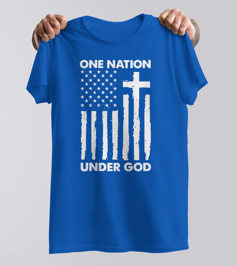 One Nation Under God American Flag Cross Stars Stripes Representation T-Shirt