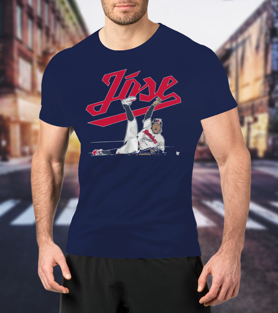 José Ramírez Slide Illustration With Cleveland Baseball Inspiration T-Shirt