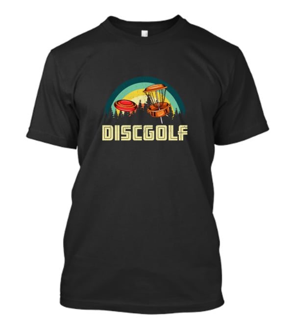 Vintage Disc Golf Frolf Frisbee 80s Style Retro Forest Scene T-Shirt
