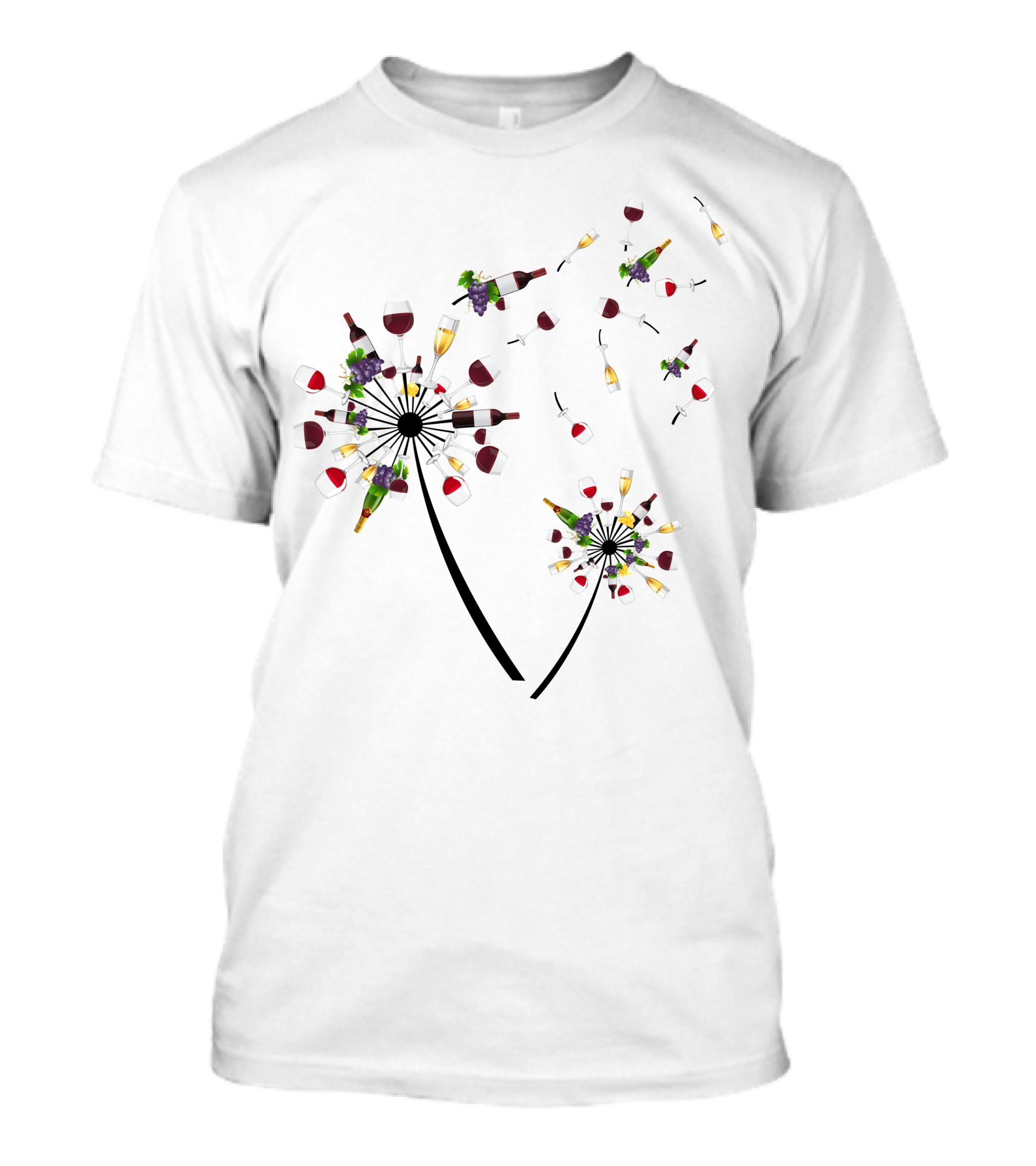 Dandelion Wine Flower Glass Bottle Grapes T-Shirt