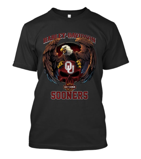 Harley Davidson Sooners Ou Motor Cycles Eagle T-Shirt