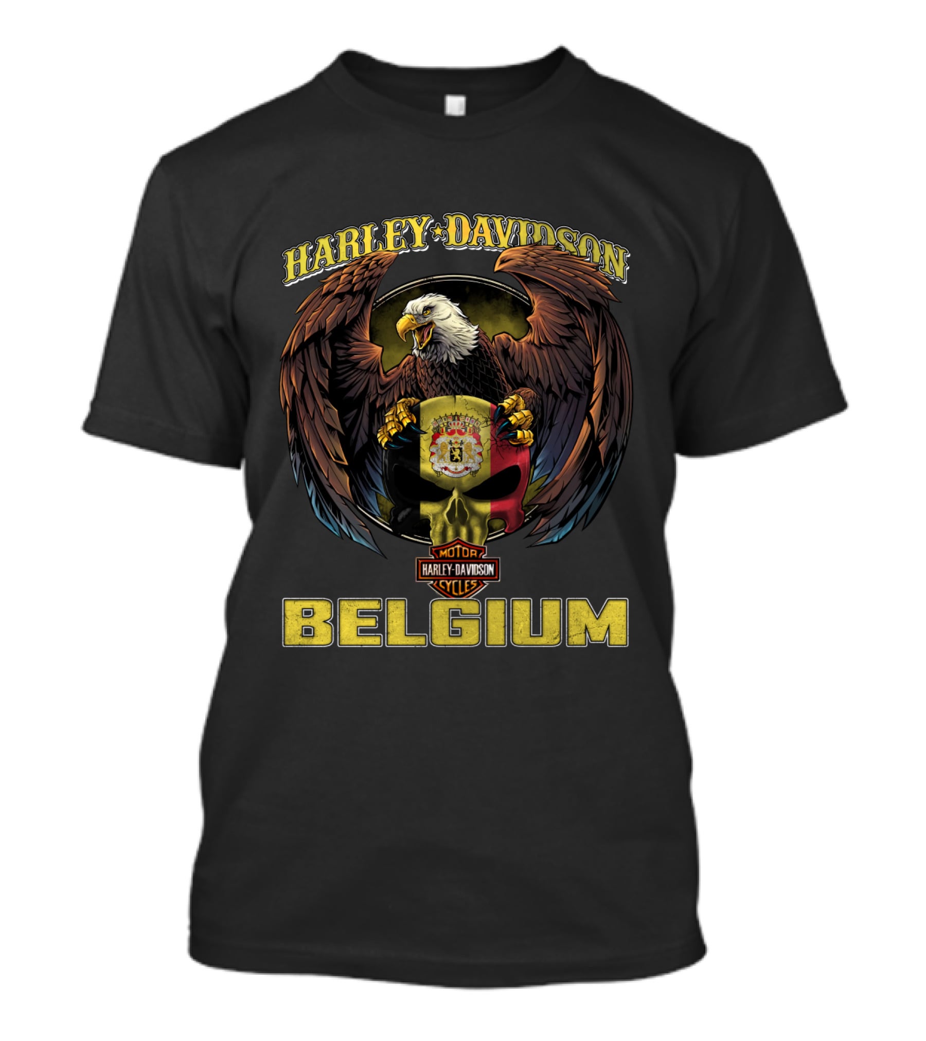 Harley Davidson Belgium Eagle Crest Badge T-Shirt