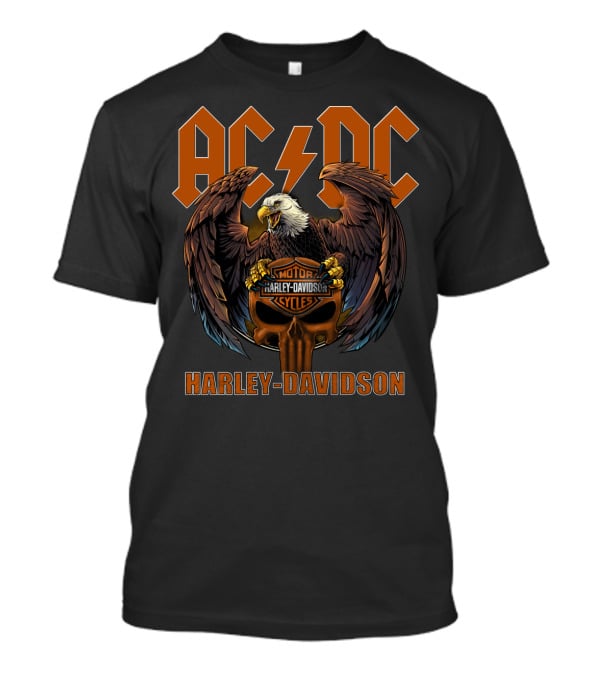Acdc Harley Davidson Motorcycles Eagle Skulls T-Shirt