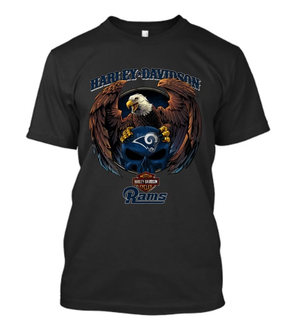 Harley Davidson Motor Cycles Los Angeles Rams Eagle T-Shirt