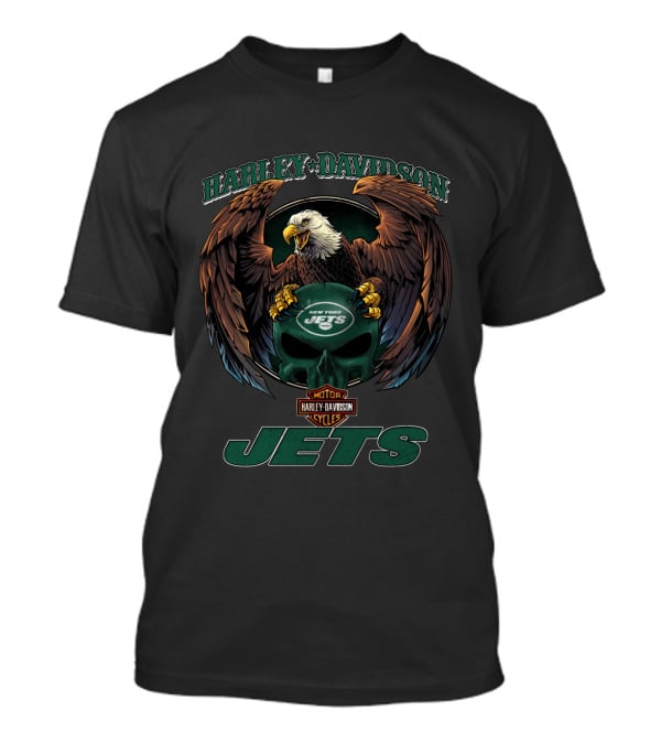 Harley Davidson Motor Cycles New York Jets Eagle T-Shirt
