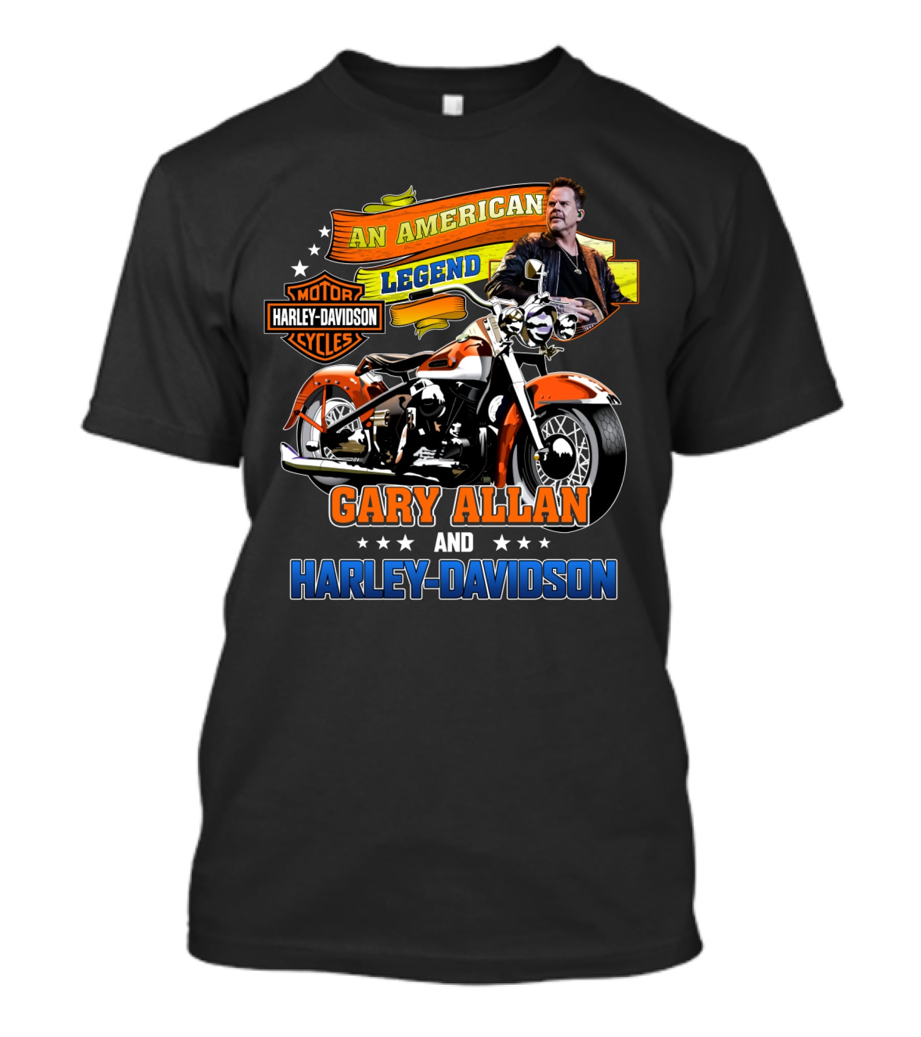An American Legend Gary Allan And Harley Davidson Motor Cycles T-Shirt