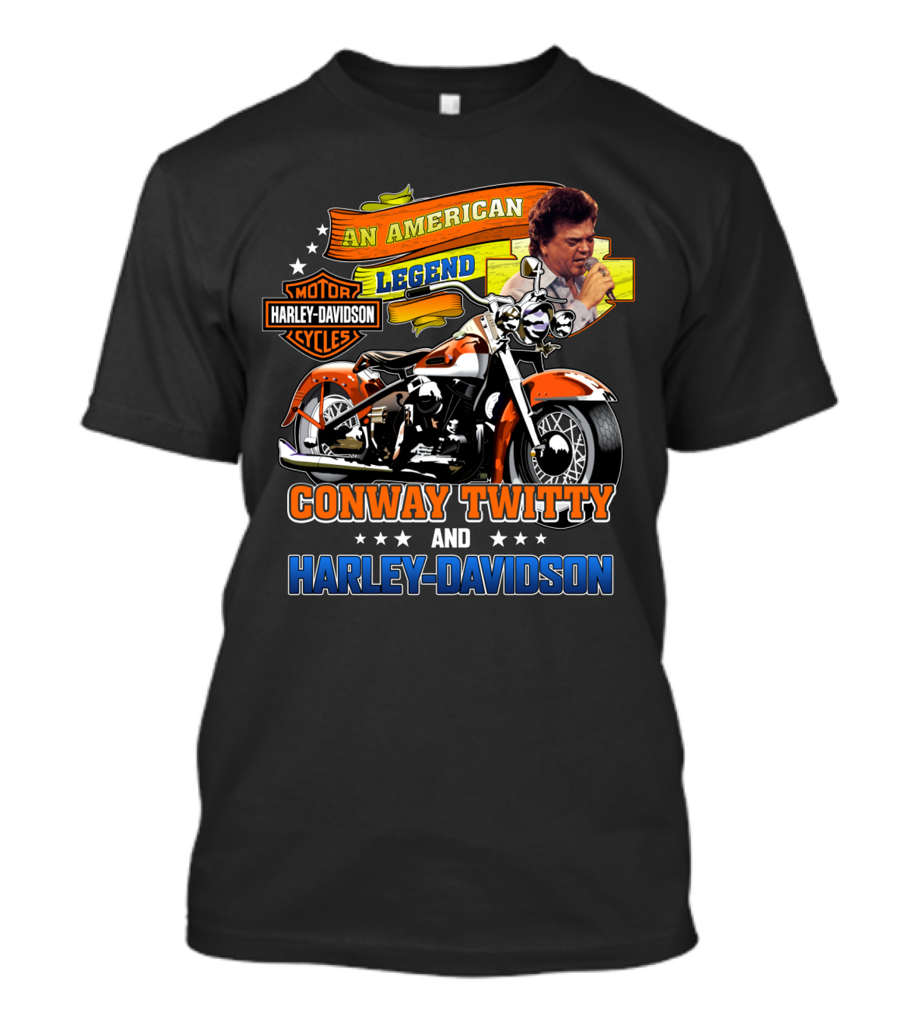 An American Legend Conway Twitty And Harley Davidson T-Shirt