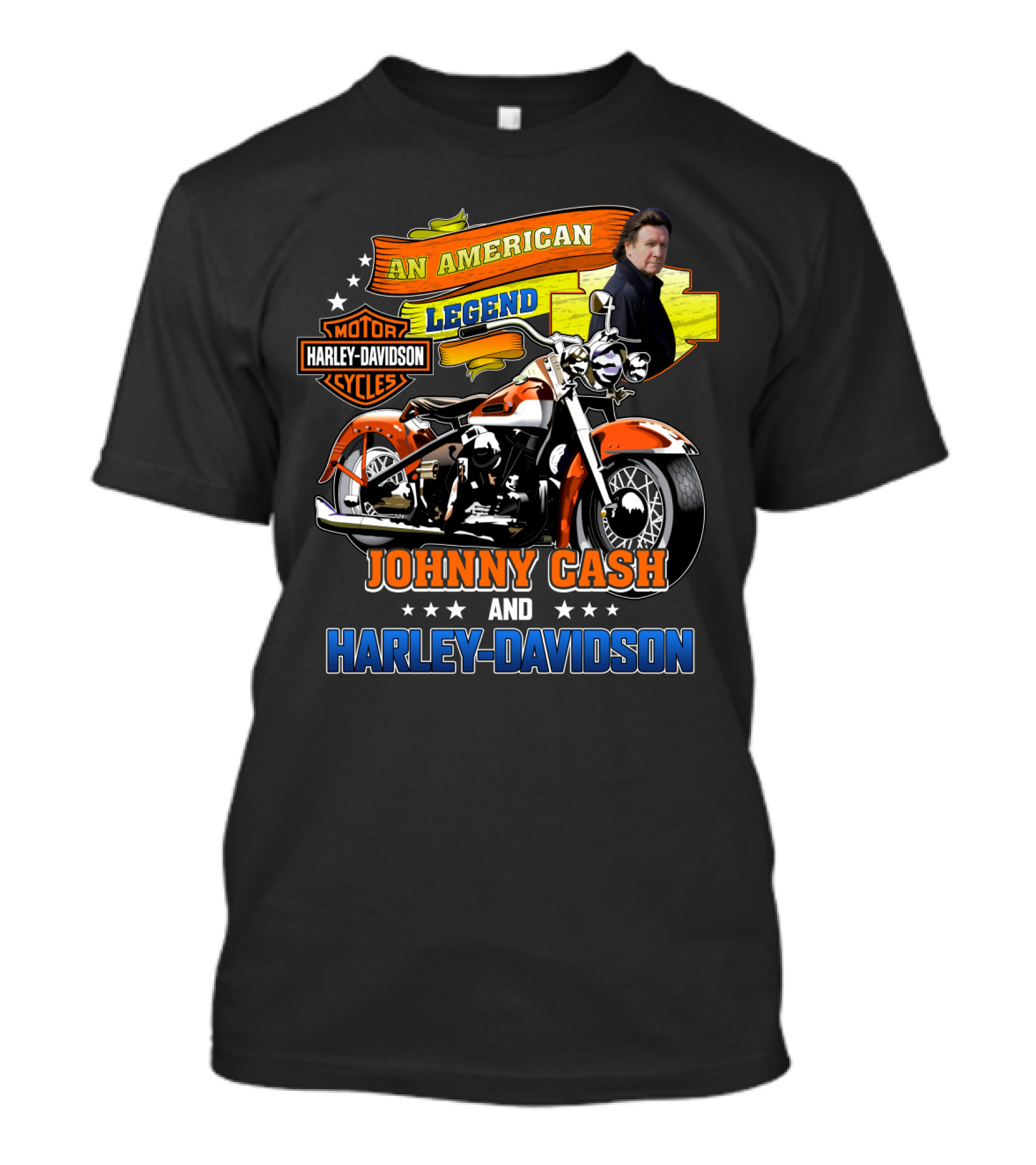 An American Legend Johnny Cash And Harley Davidson Motor Cycles T-Shirt