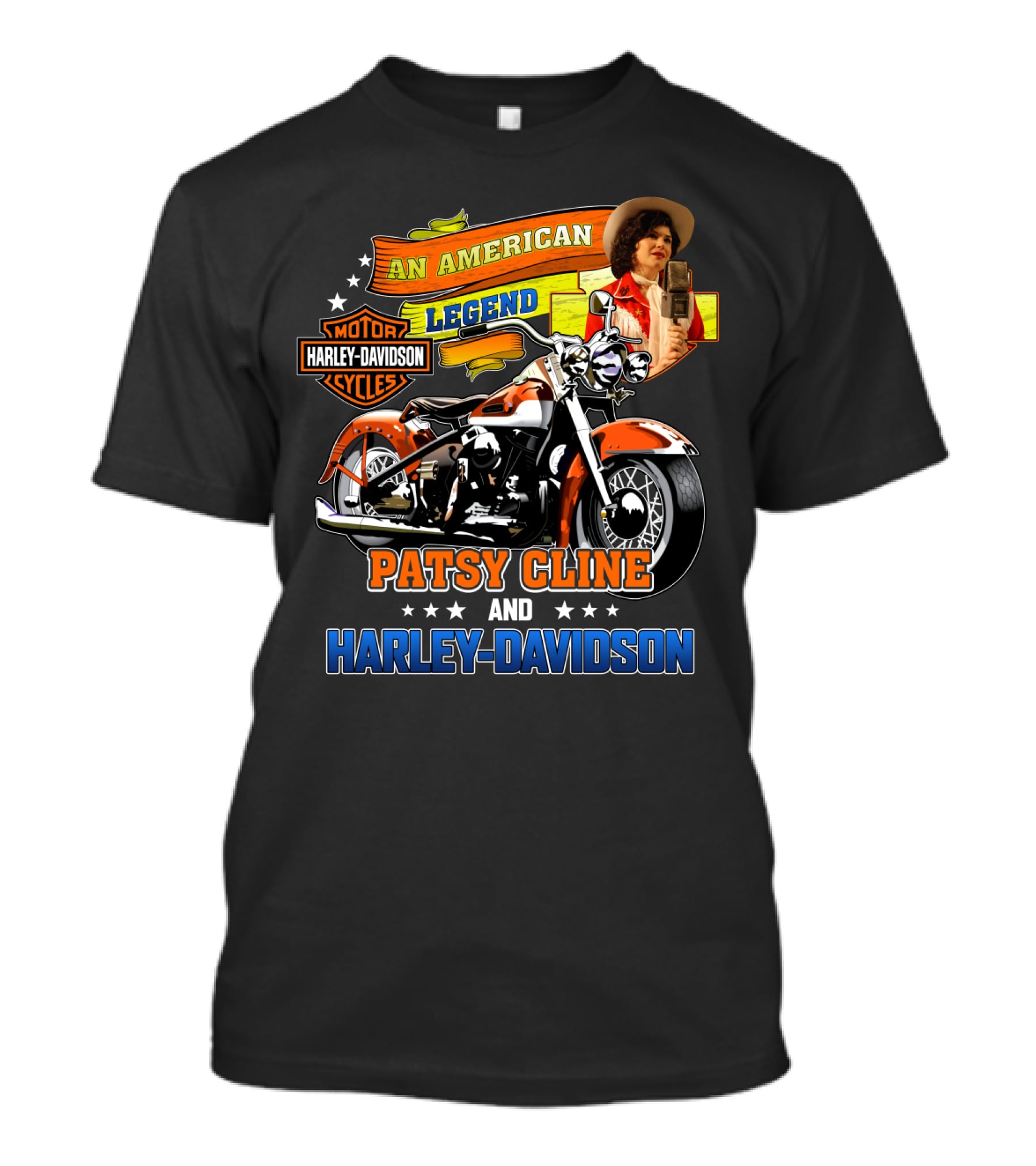 An American Legend Patsy Cline And Harley Davidson Motor Cycles T-Shirt