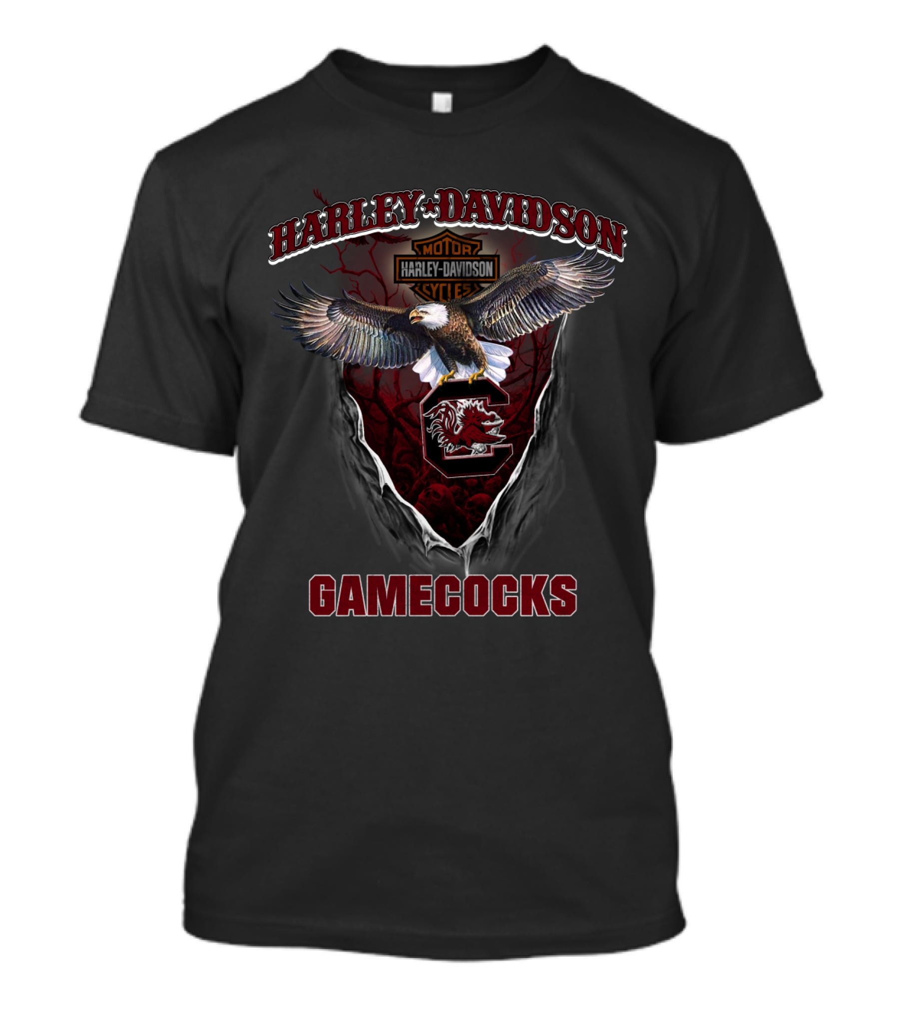 Harley Davidson Motor Cycle Gamecocks T-Shirt