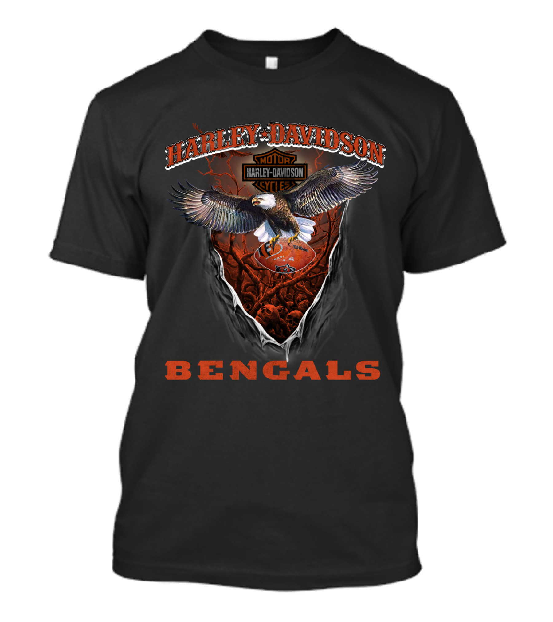 Harley Davidson Motor Cycle Bengals T-Shirt