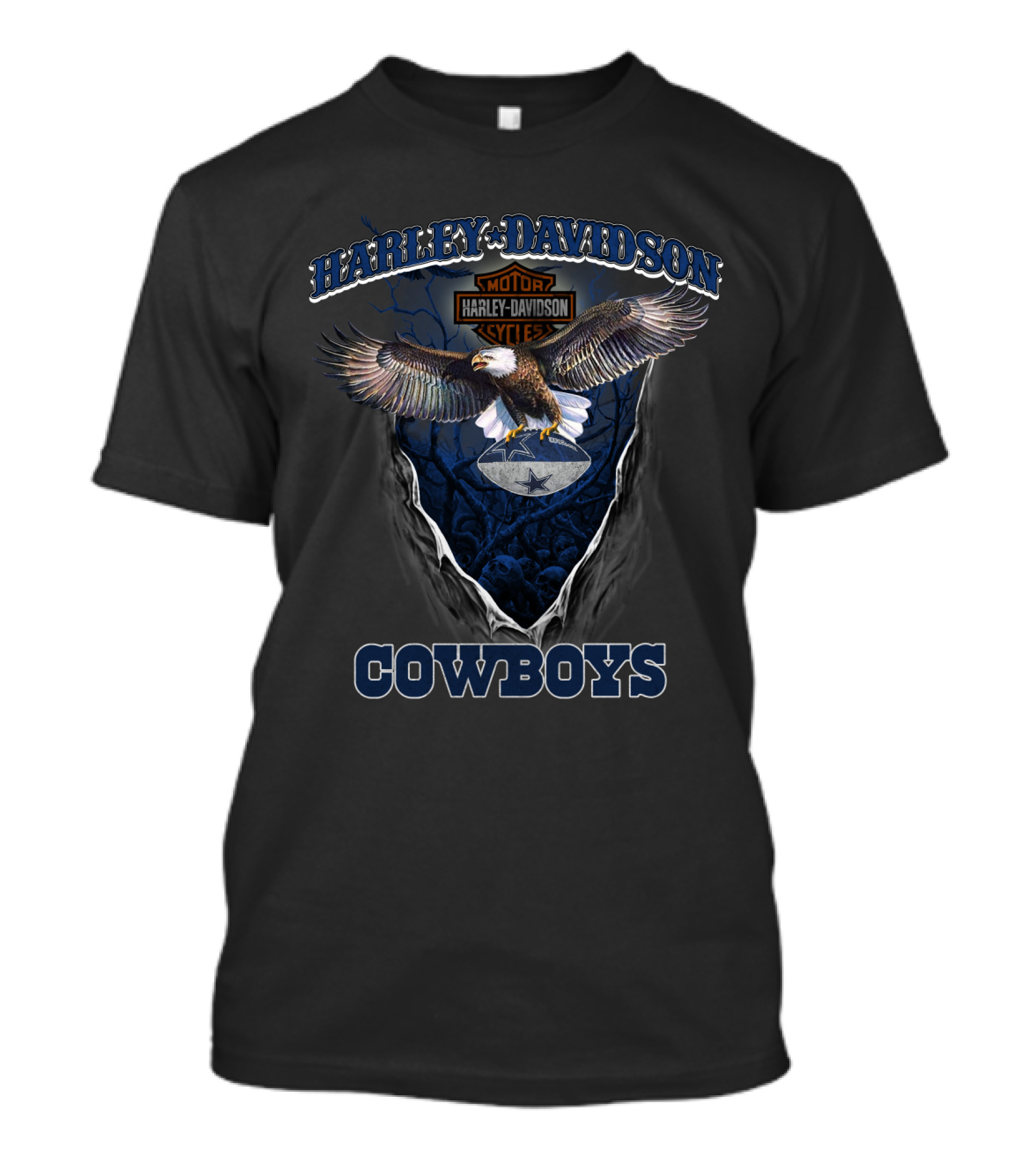 Harley Davidson Motor Cycle Eagle Cowboys T-Shirt