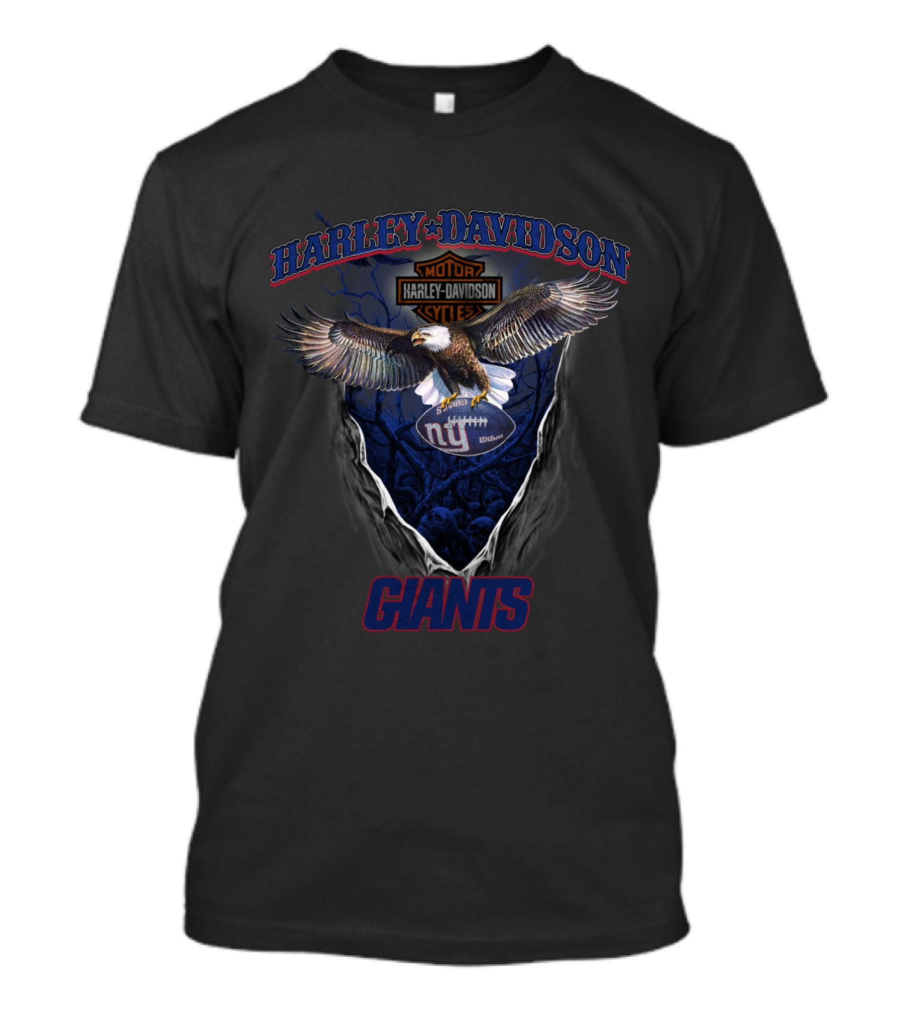Harley Davidson Motor Cycles Giants Ny Football T-Shirt