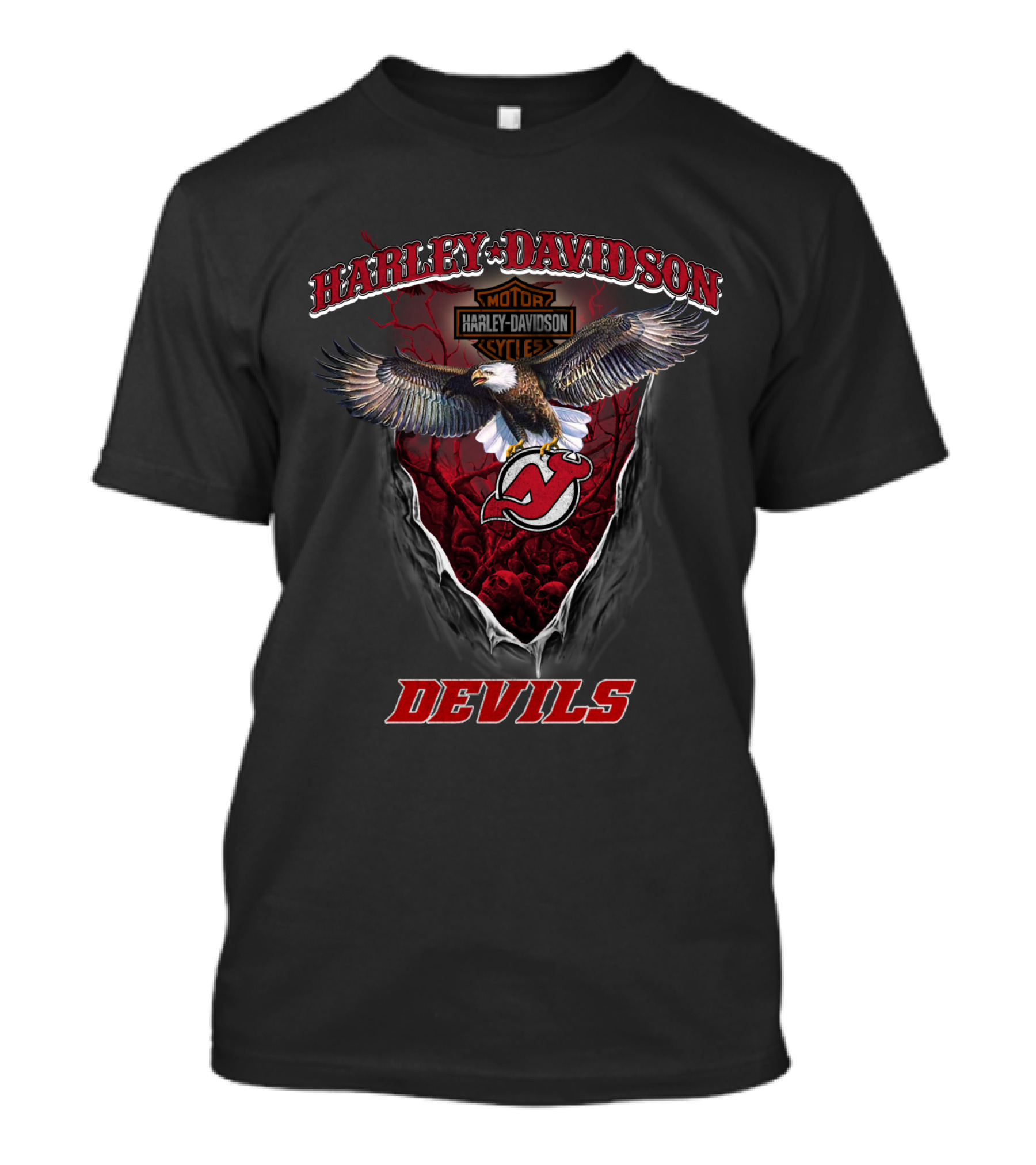 Harley Davidson Motorcycle New Jersey Devils Eagle T-Shirt
