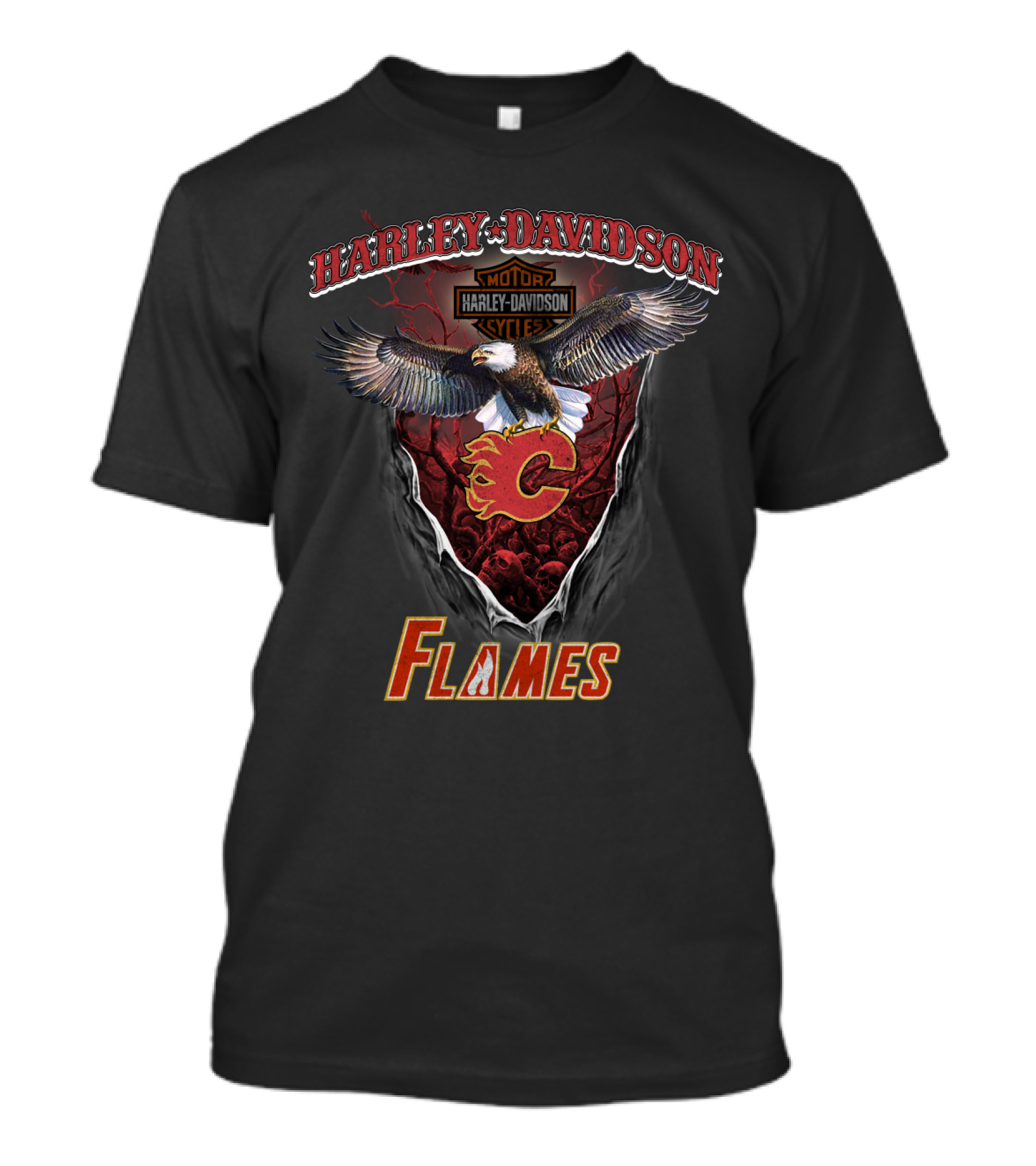 Harley Davidson Motor Eagle Calgary Flames T-Shirt
