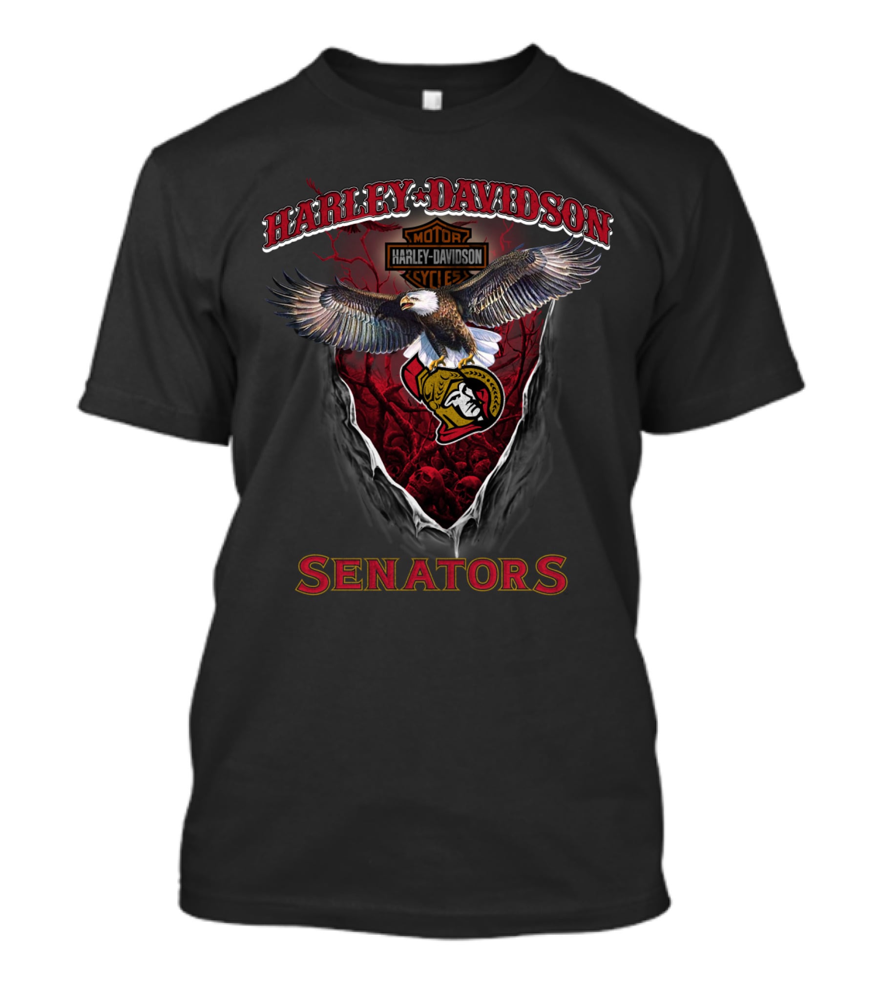 Harley Davidson Motorcycle Eagle Ottawa Senators T-Shirt