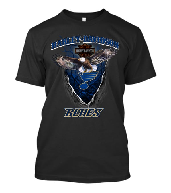 Harley Davidson Motor Cycles Eagle St Louis Blues T-Shirt