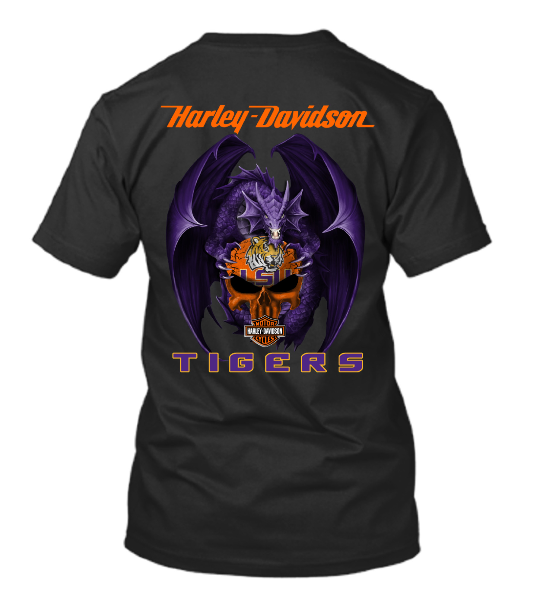 Harley Davidson Motor Cycles Lsu Tigers Dragon T-Shirt