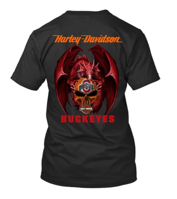Harley Davidson Ohio State Buckeyes Dragon Motor Cycles T-Shirt