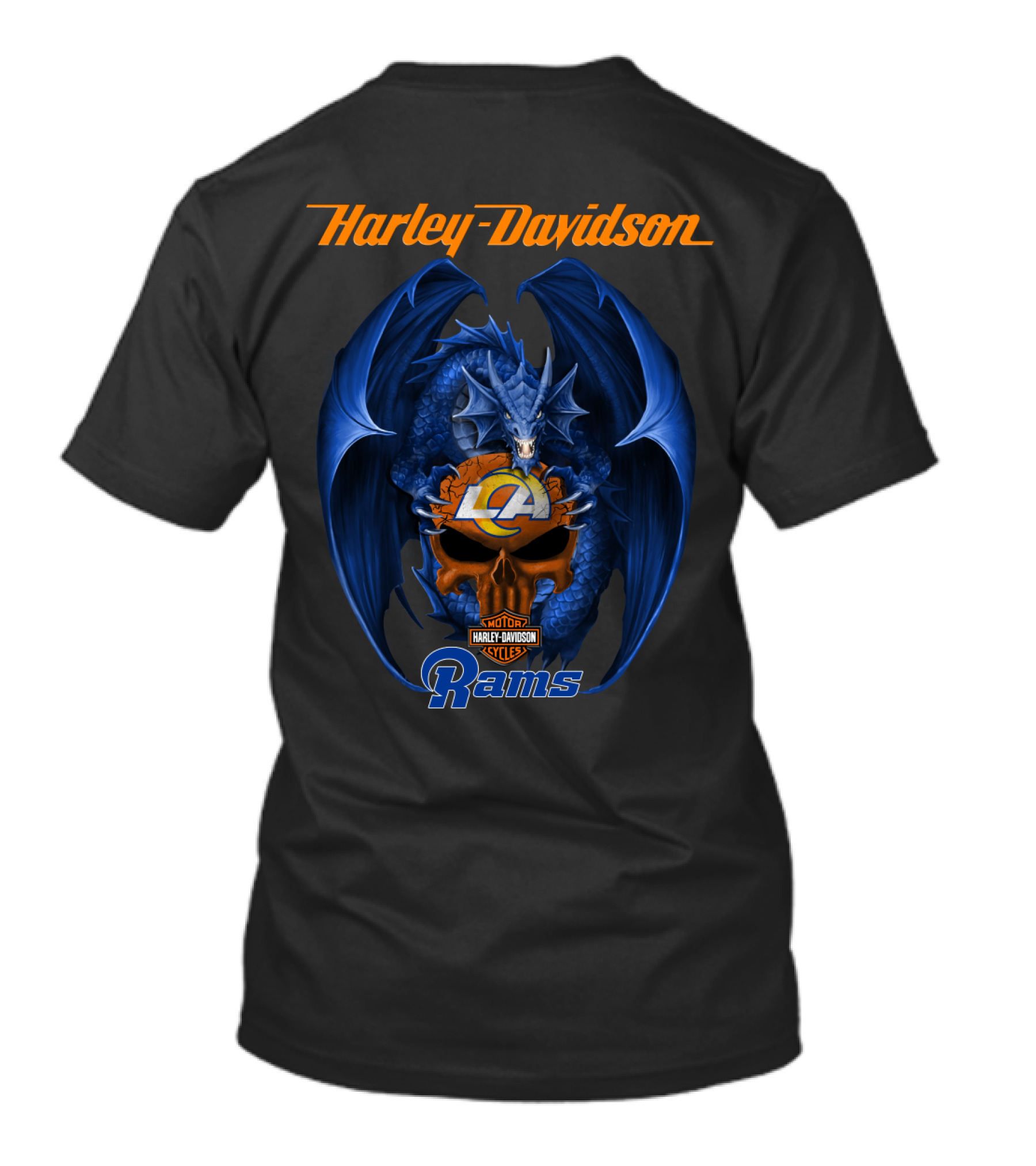 Harley Davidson Los Angeles Rams Motor Cycles Dragon T-Shirt