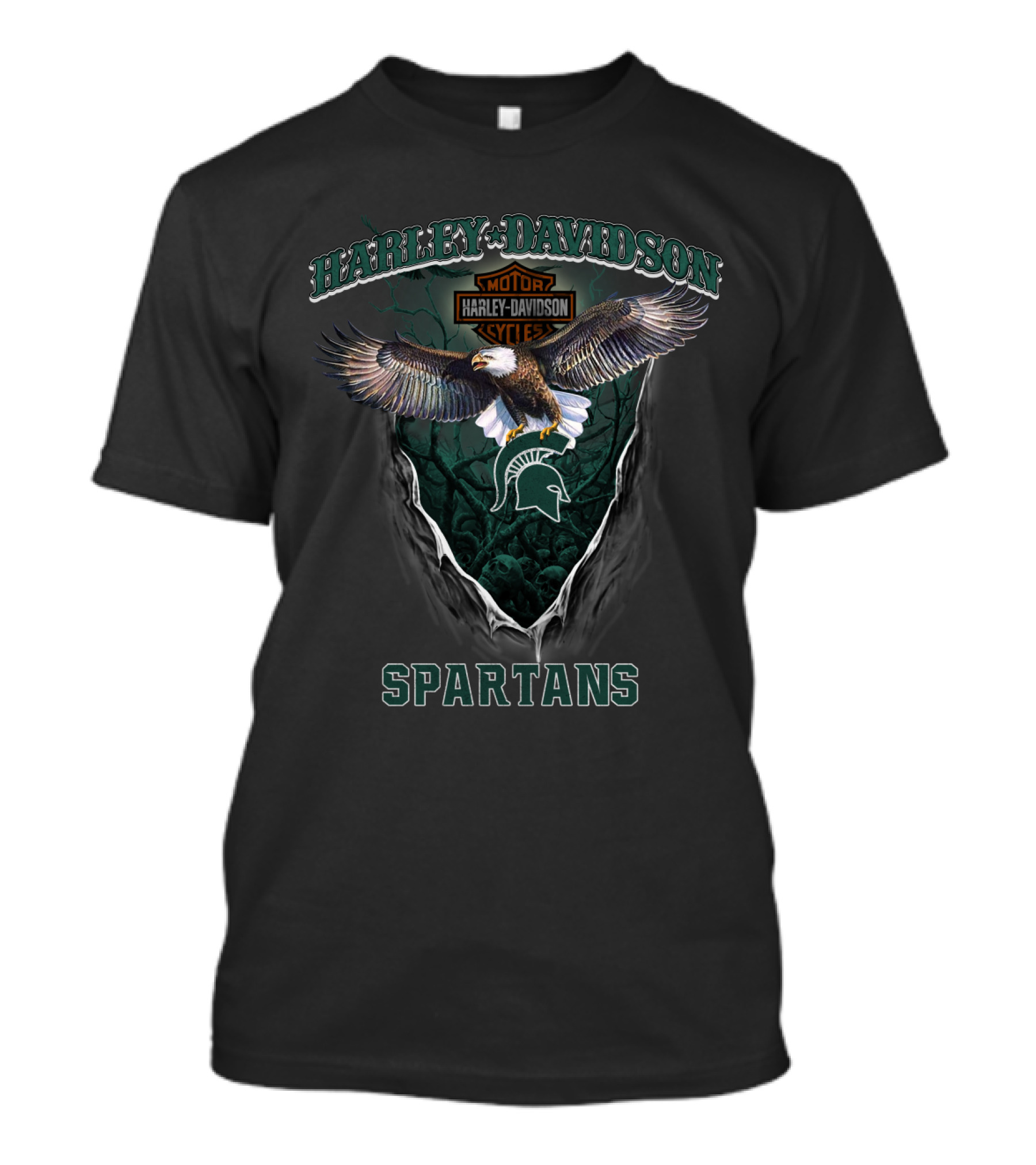 Harley Davidson Motor Cycle Eagle Michigan State Spartans T-Shirt