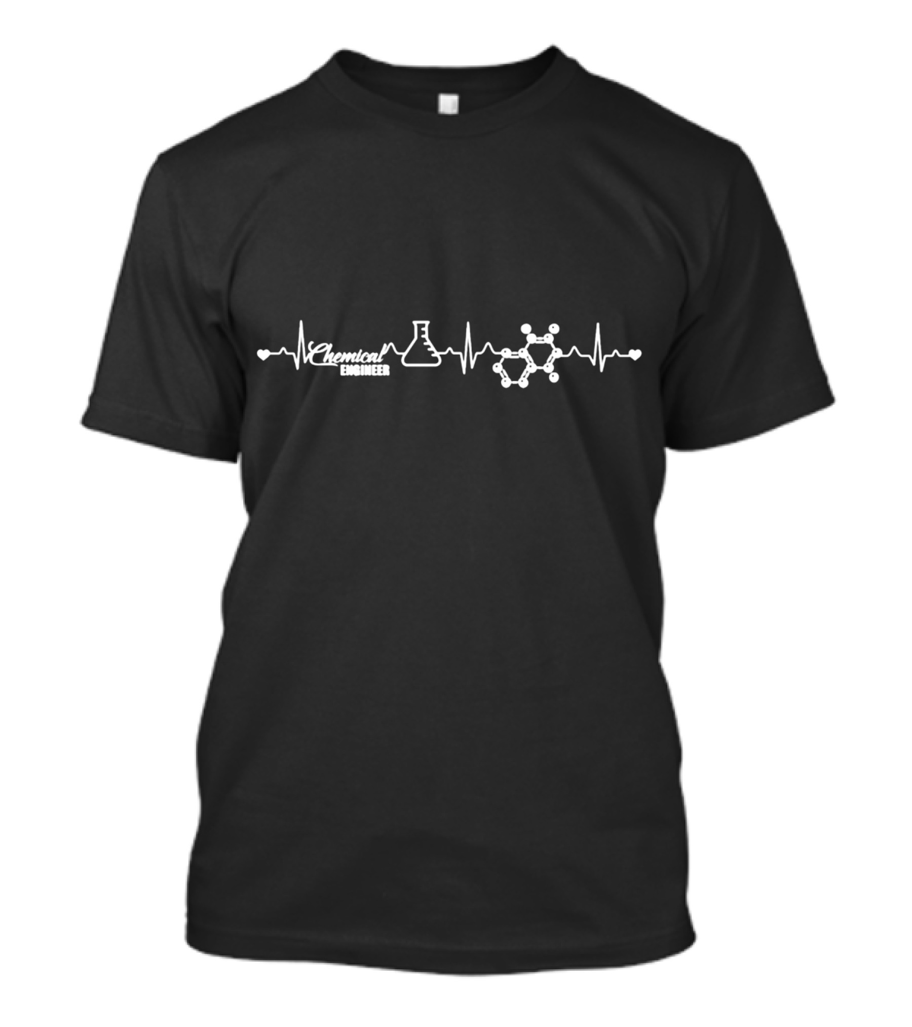 Chemical Engineer Heartbeat Laboratory Beaker Molecular Structure T-Shirt