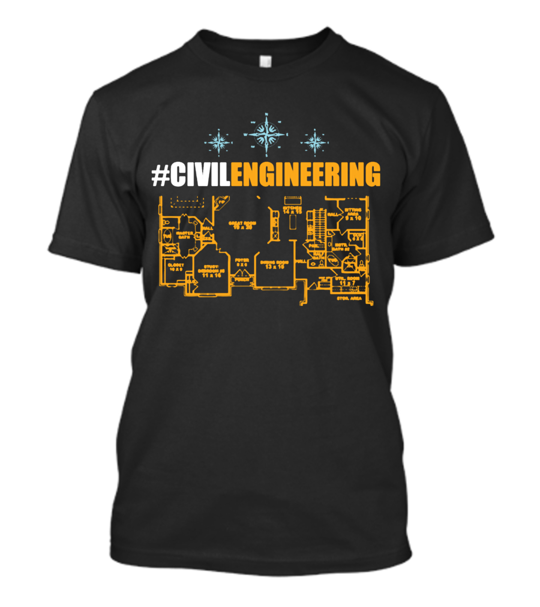 CIVILENGINEERING Blueprint Plan T-Shirt