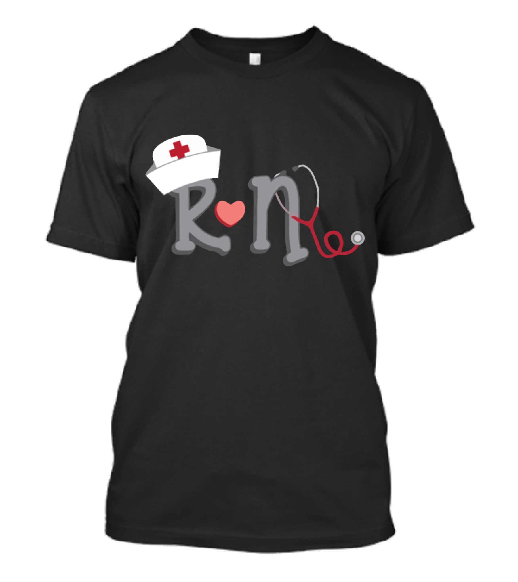 RN Nurse Hat Stethoscope Heart T-Shirt