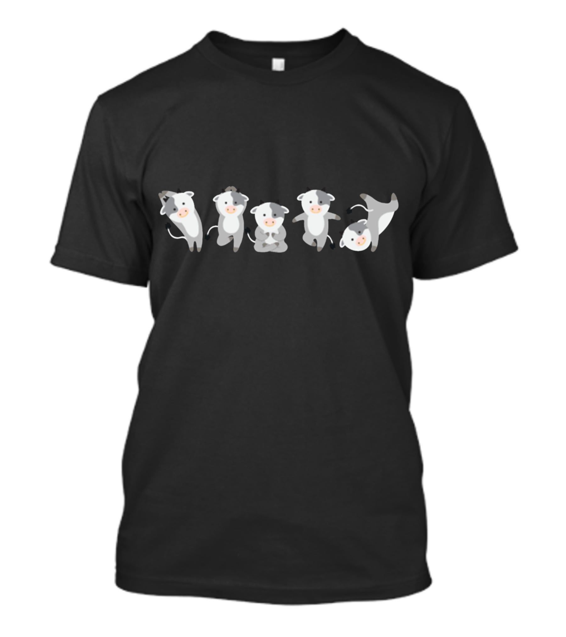 Cow Yoga Poses Cute Cartoon Cattle Characters T-Shirt