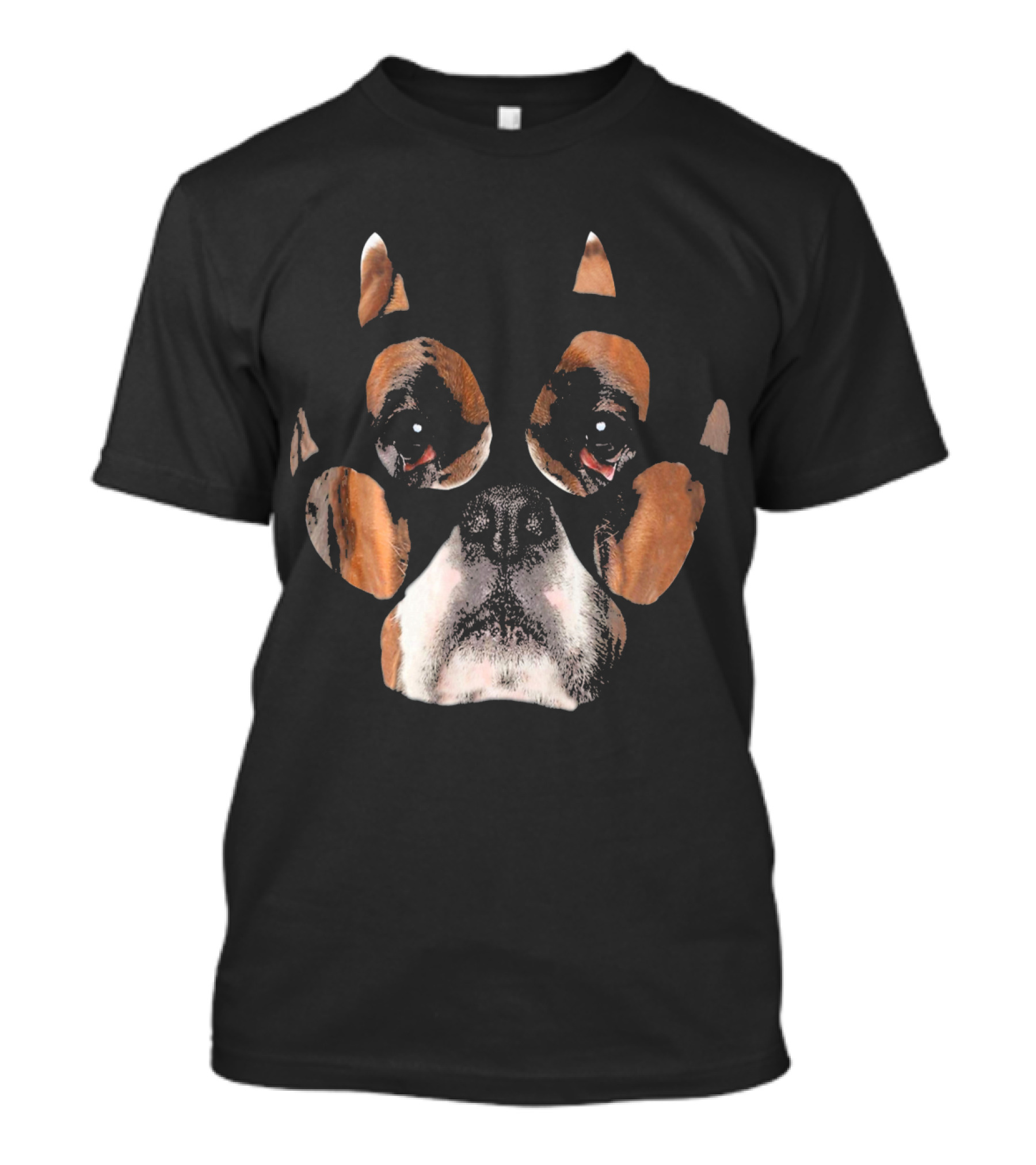 Boxer Dog Face Inside Paw Prints T-Shirt