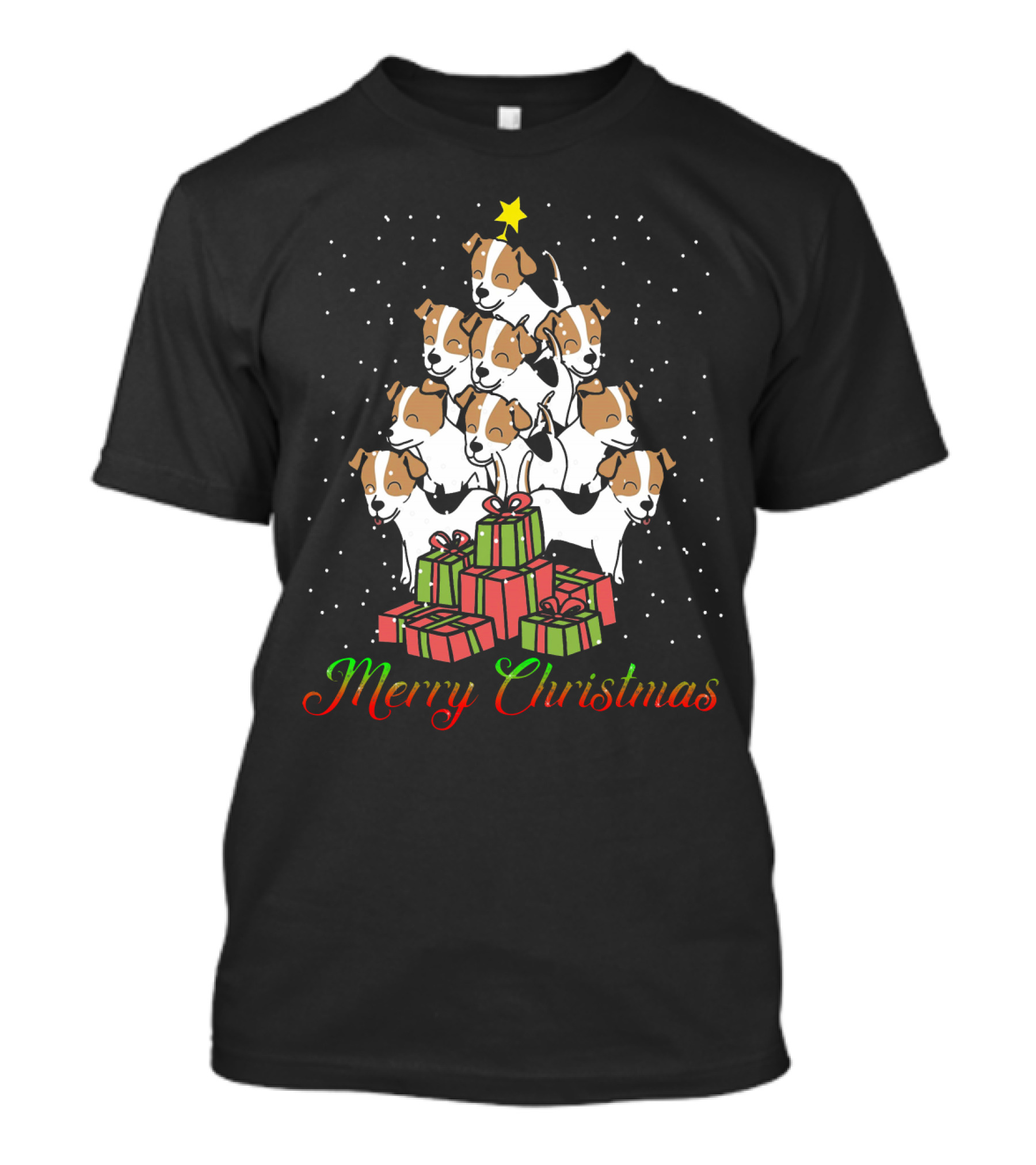 Merry Christmas Jack Russell Terrier Tree With Gifts T-Shirt