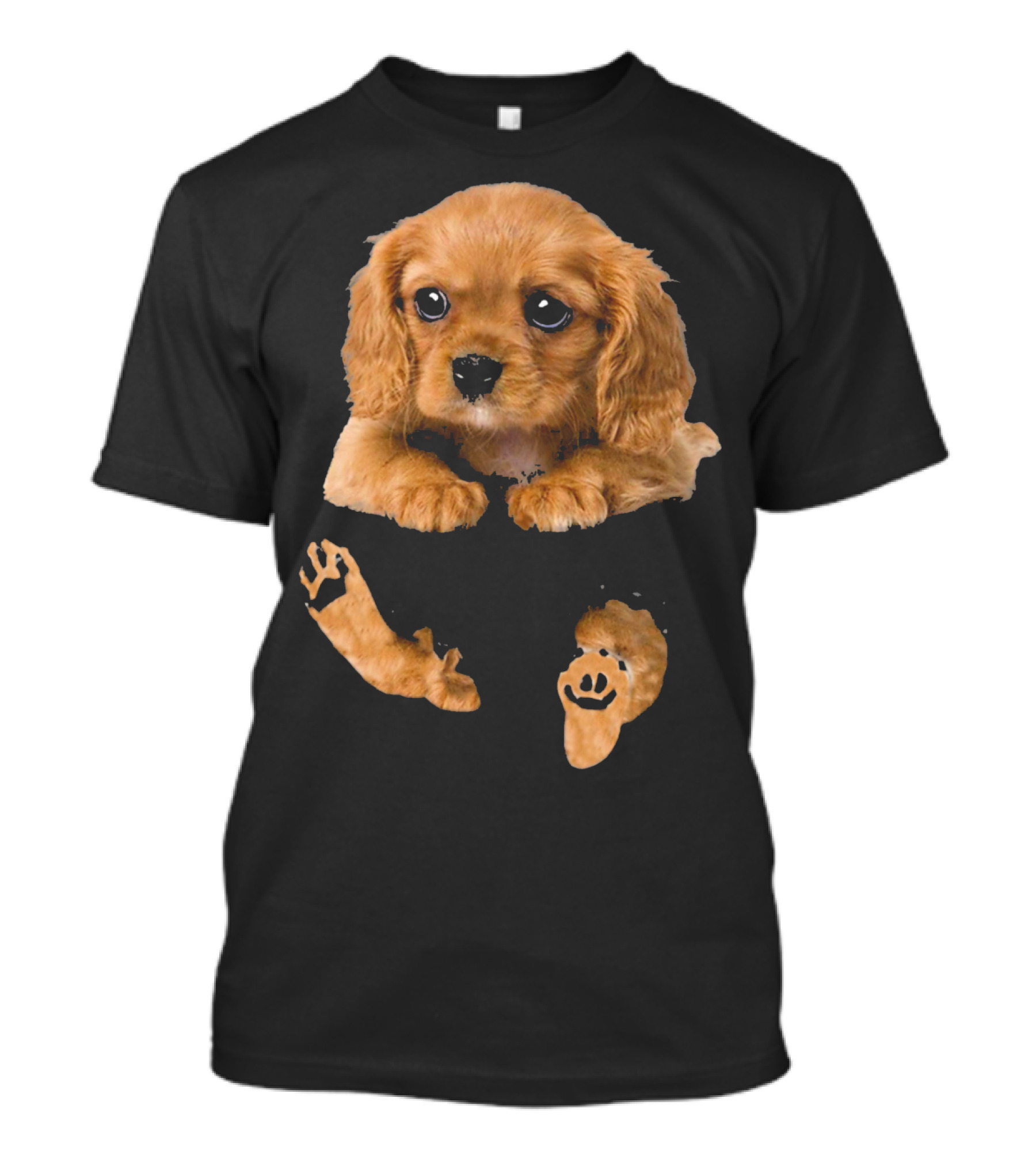 Cocker Spaniel Puppy In Pocket With Paw Prints T-Shirt