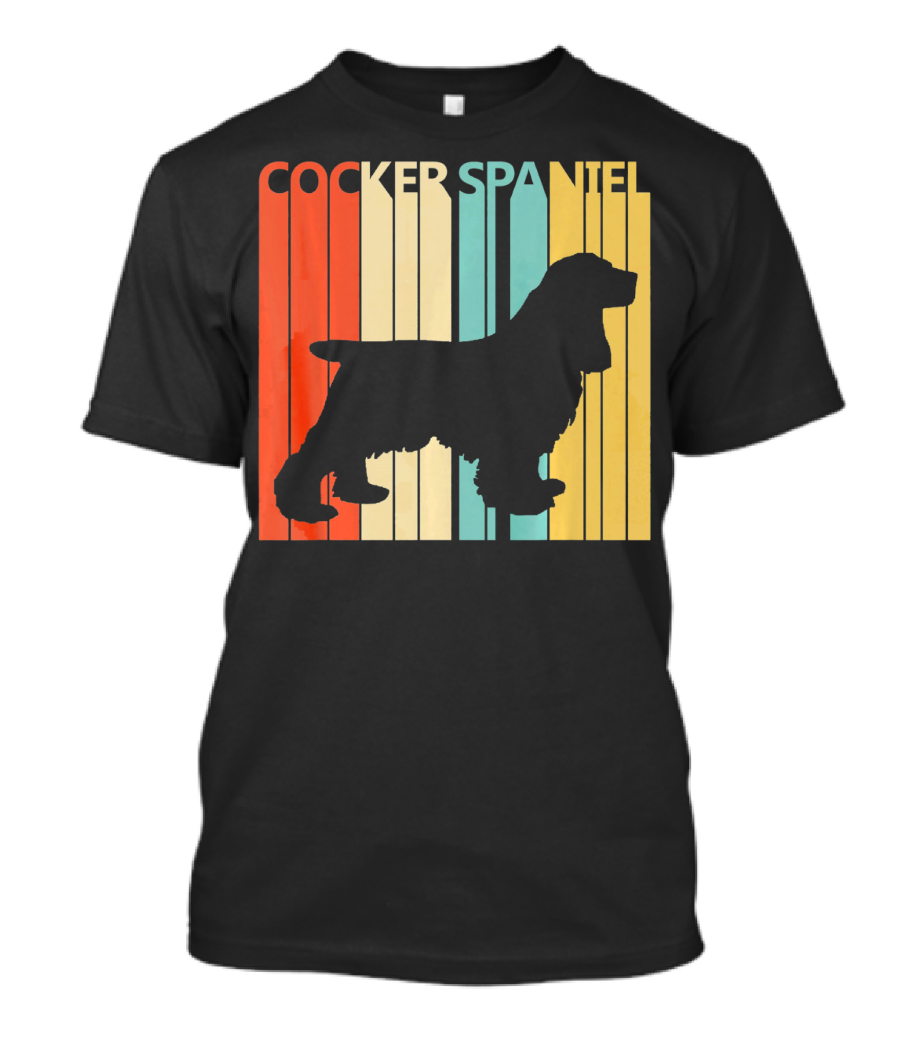 Cocker Spaniel Silhouette Retro Colors For Dog Dad T-Shirt