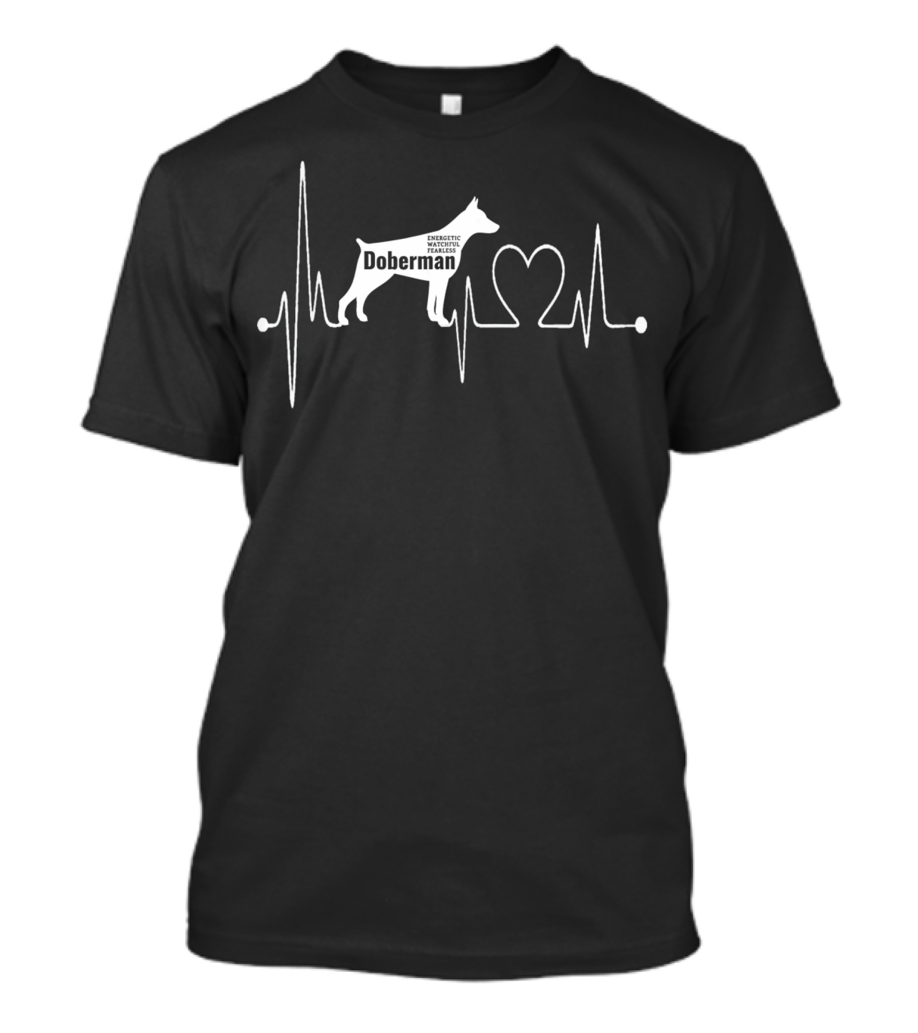Doberman Dog Energetic Fearless Heartbeat EKG T-Shirt